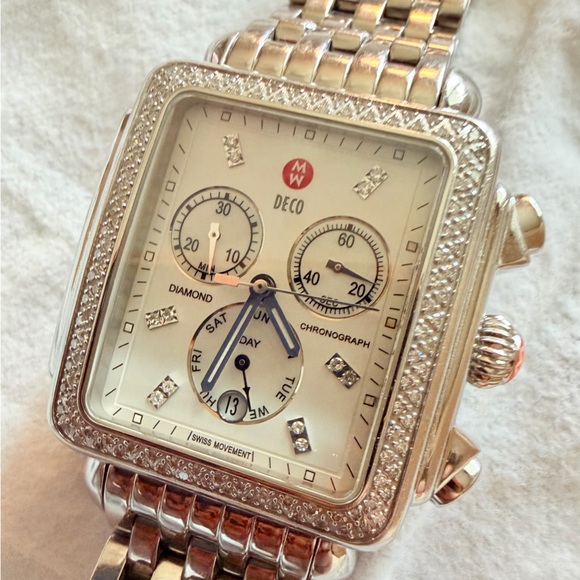 Michele Diamond DECO XL Chronograph Watch - Picture 13 of 16